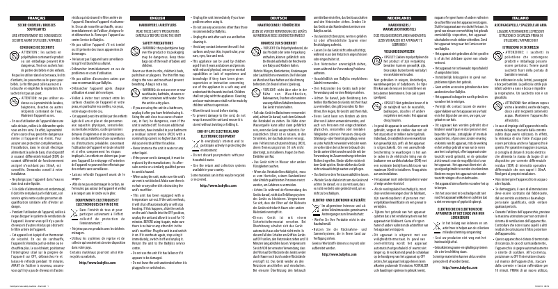 Page 1 de la notice Manuel utilisateur BaByliss Expert 2300