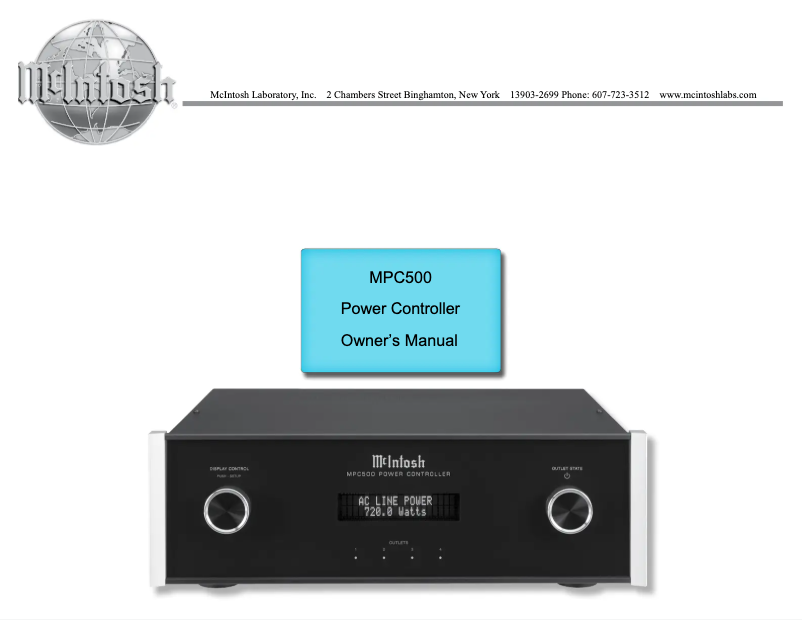 Page 1 de la notice Manuel utilisateur McIntosh MPC500