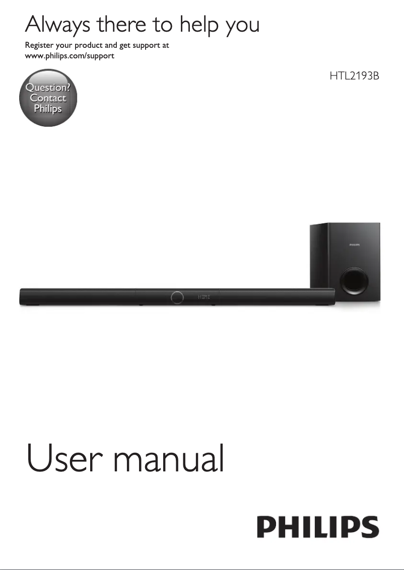 Page 1 de la notice Manuel utilisateur Philips HTL2193B