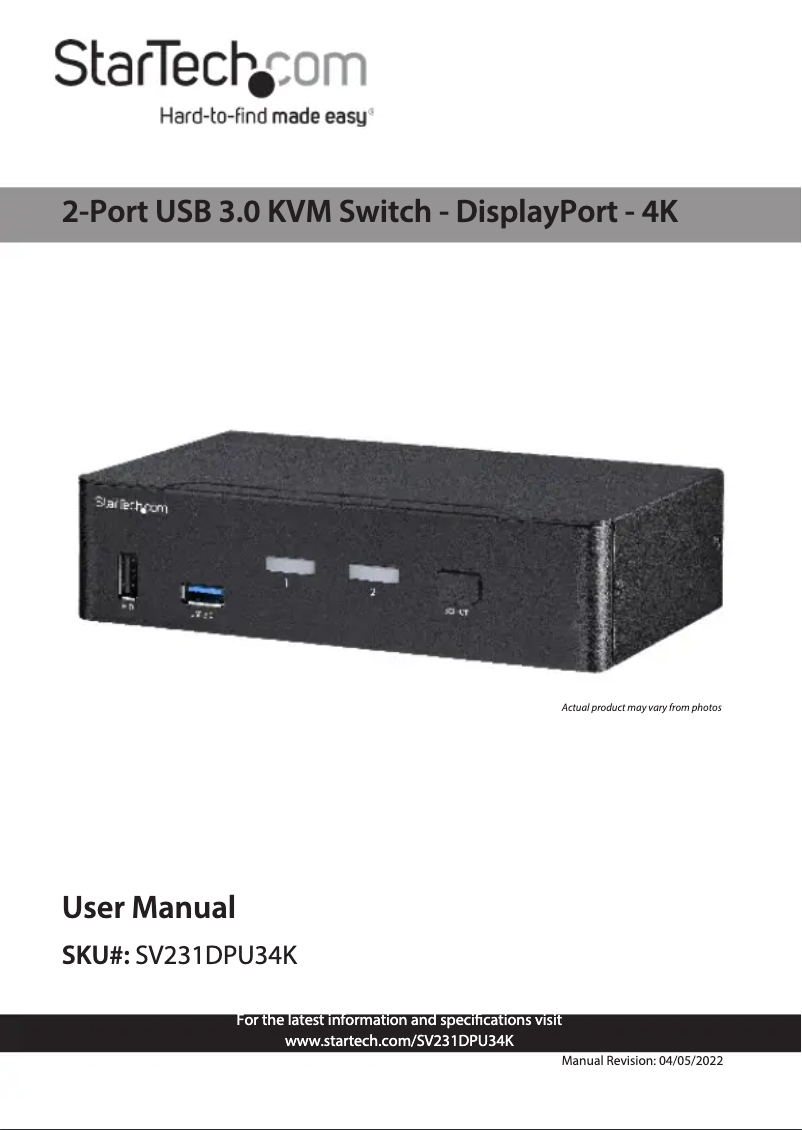 Page n°1 - Manuel utilisateur StarTech.com SV231DPU34K