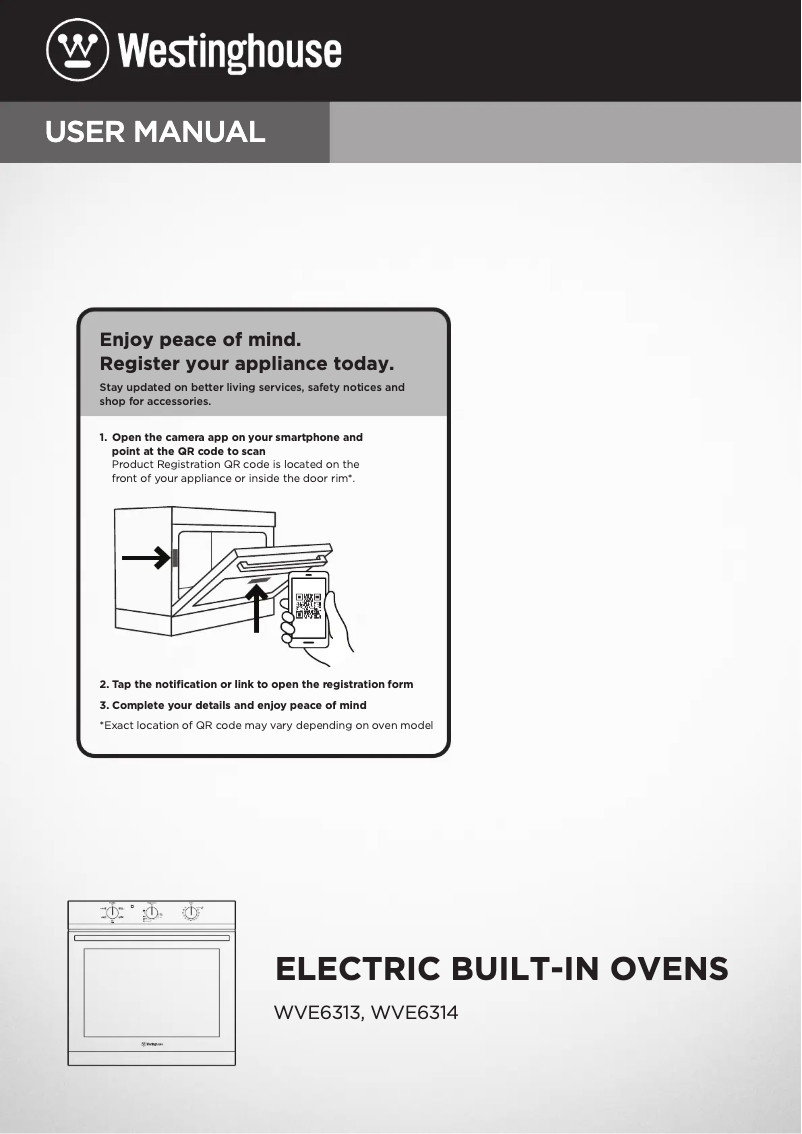 Page n°1 - Manuel utilisateur Westinghouse WVE6314SD