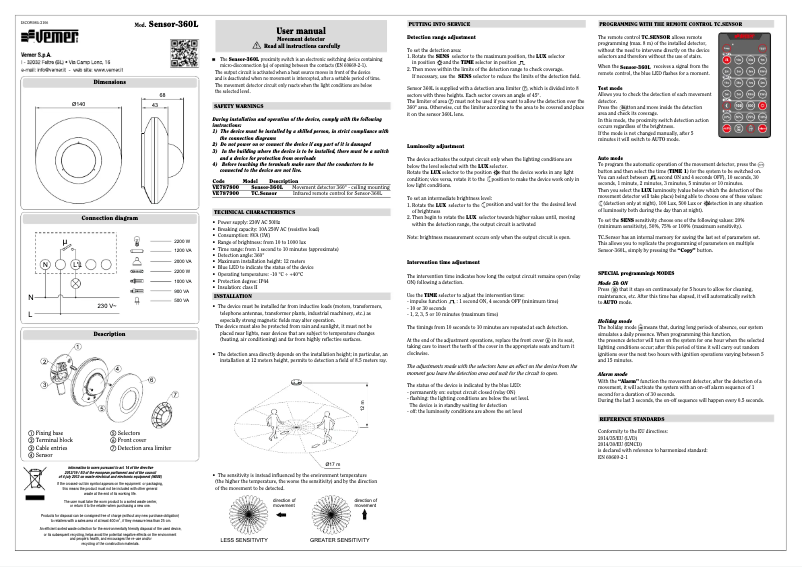 Image de la première page du manuel de l'appareil Sensor 360L