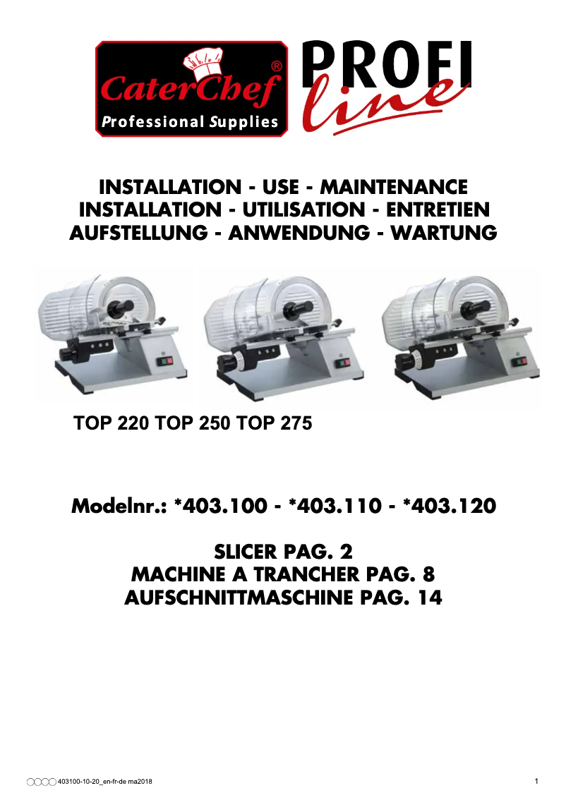 Página 1 del manual Manual de usuario CaterChef 403100