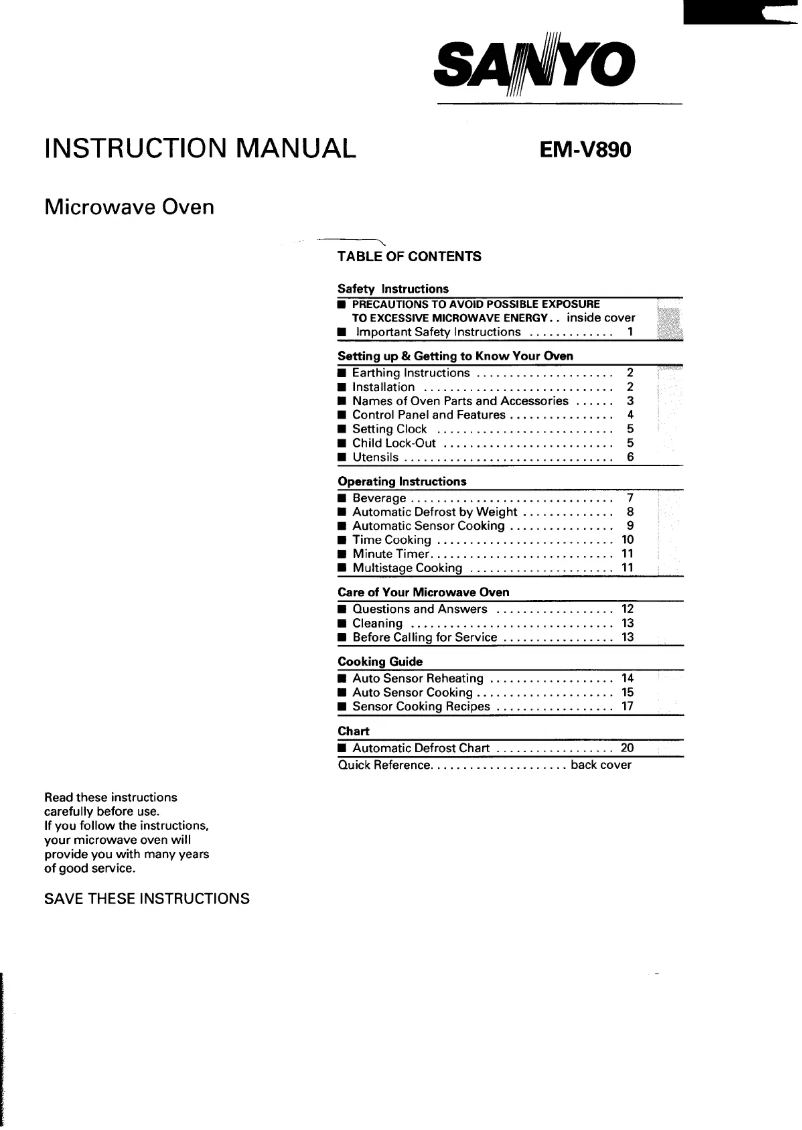 Image de la première page du manuel de l'appareil EM-V890