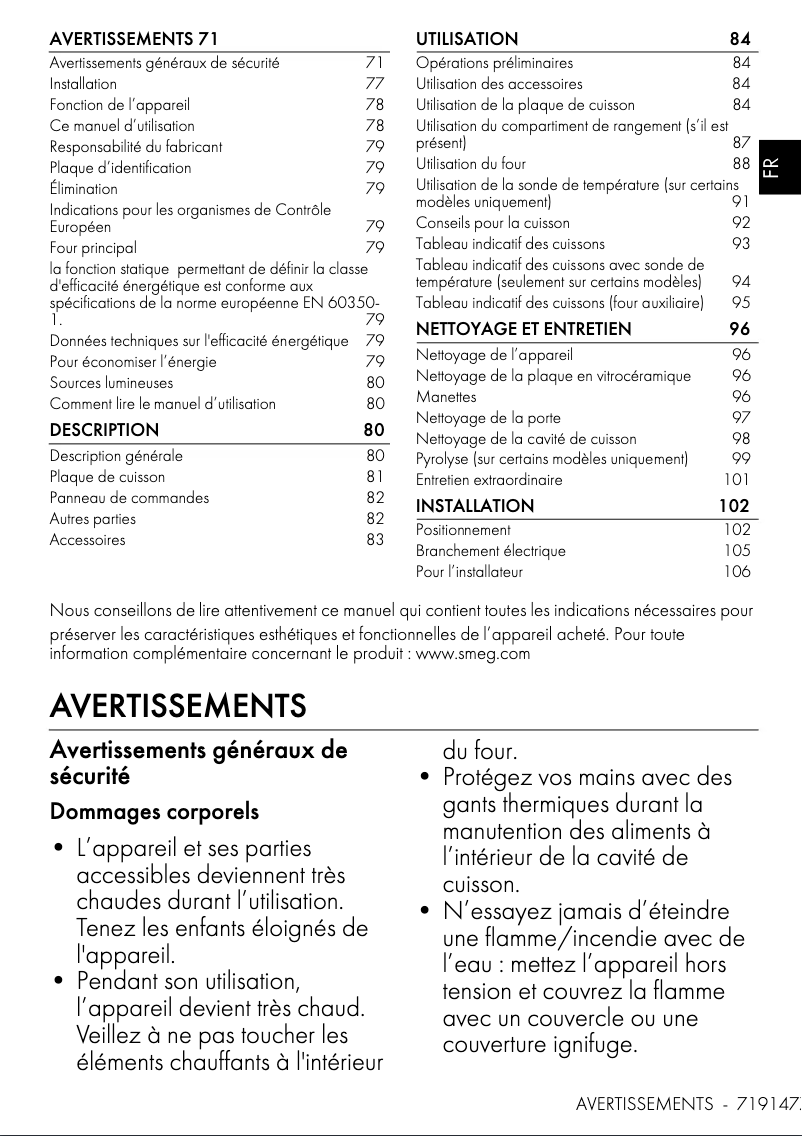 Page n°1 - Fiche technique Smeg C92IPN2