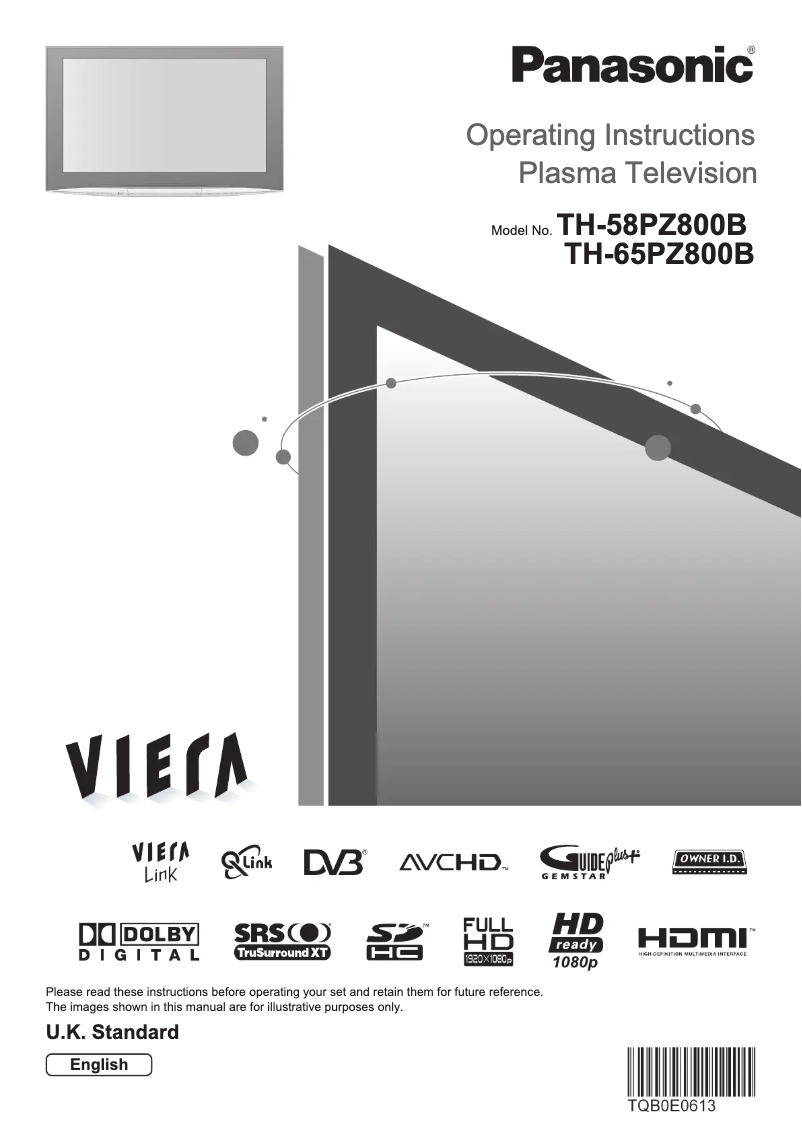 Imagen de la primera página del manual del dispositivo Viera TH-58PZ800B