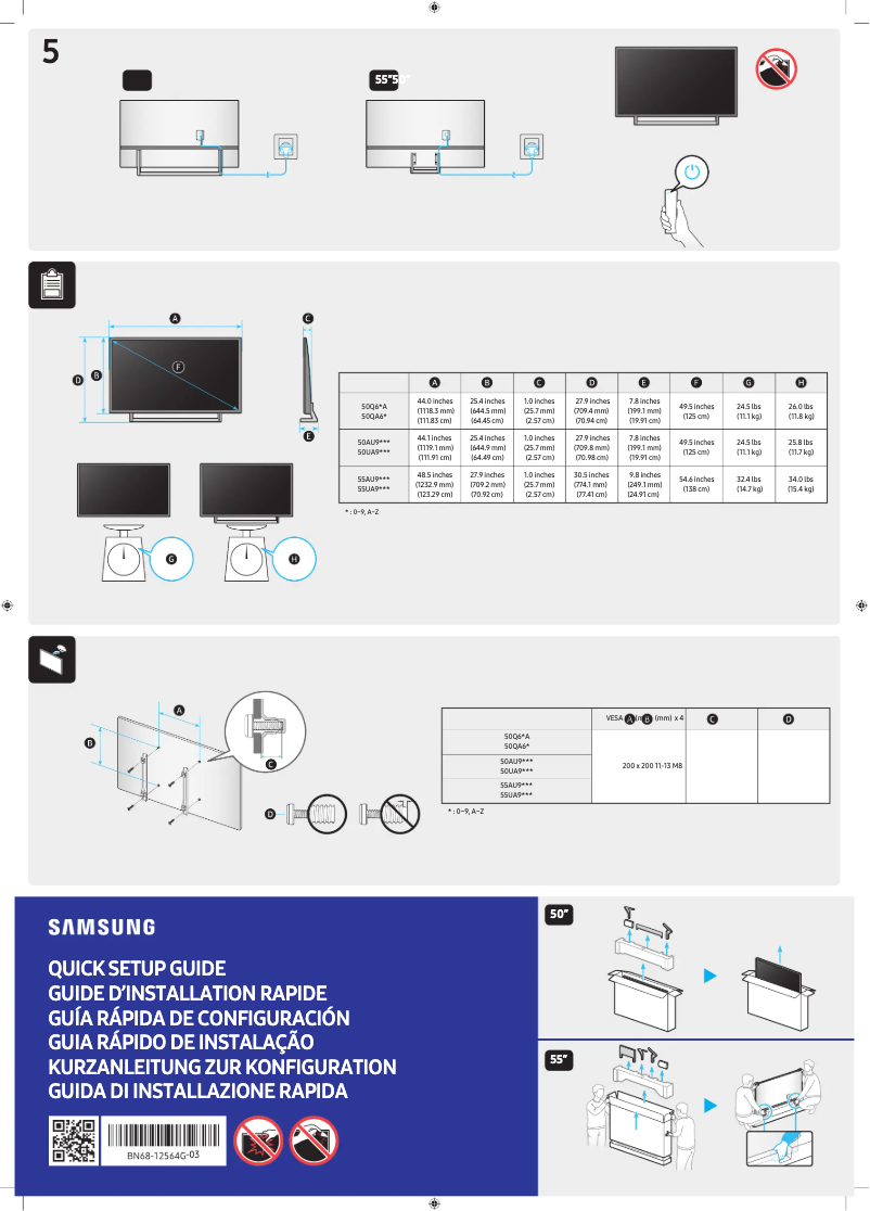 Page 1 de la notice Manuel utilisateur Samsung UN50AU9000K