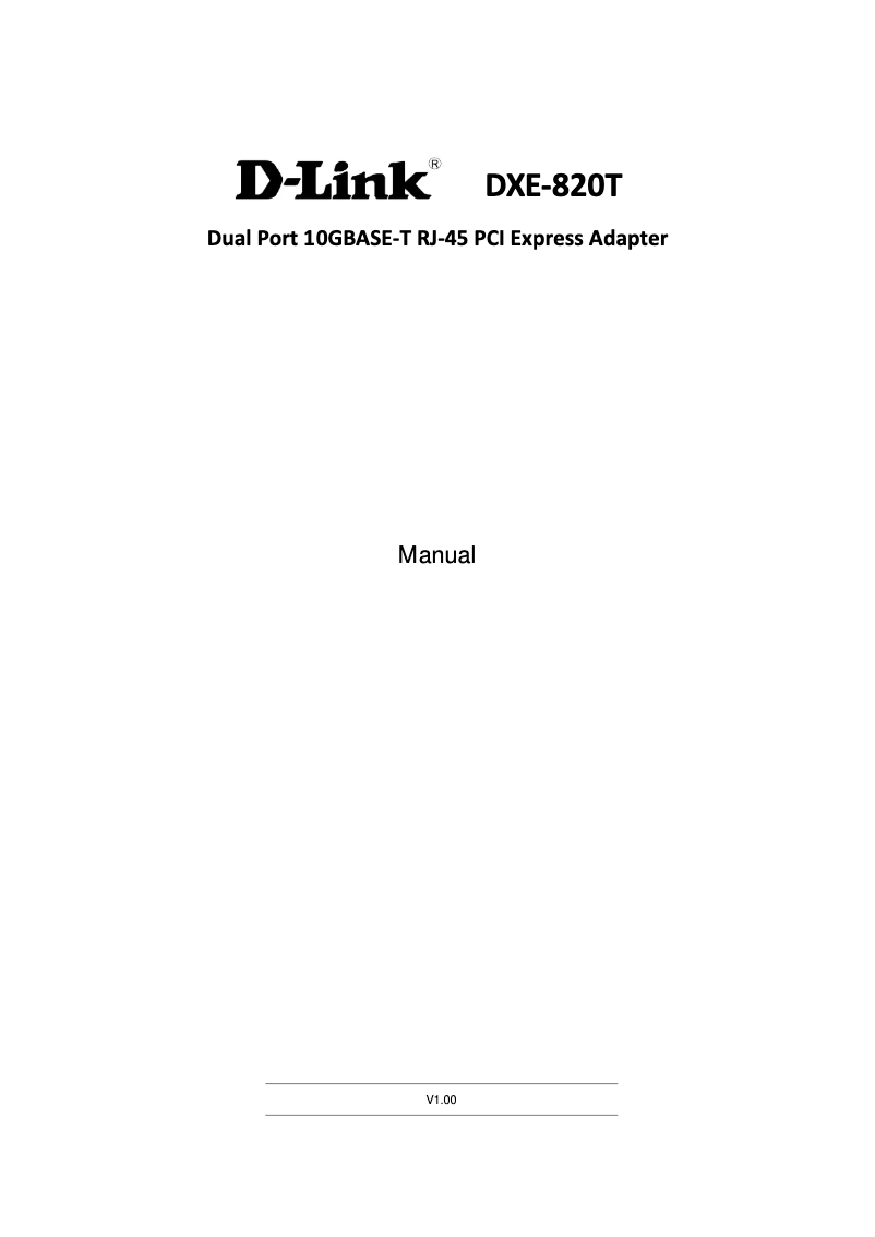 Page n°1 - Manuel utilisateur D-Link DXE-820T