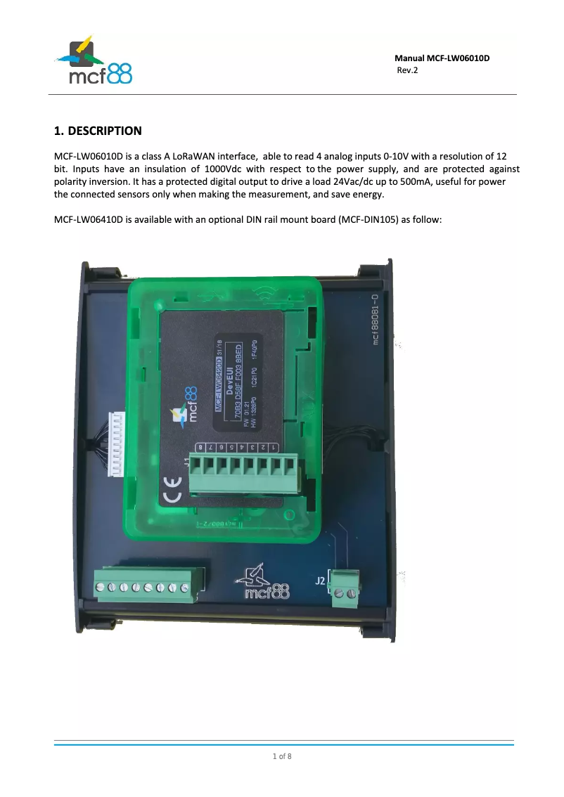 Page 1 de la notice Manuel utilisateur MCF88 MCF-LW06010D