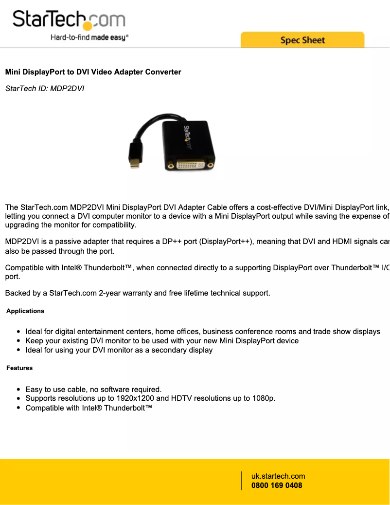 Image de la première page du manuel de l'appareil MDP2DVI