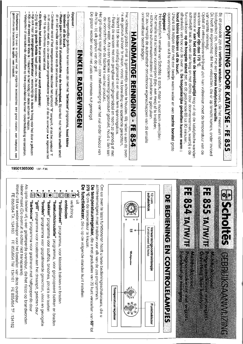 Page 1 de la notice Manuel utilisateur Scholtès FE 855