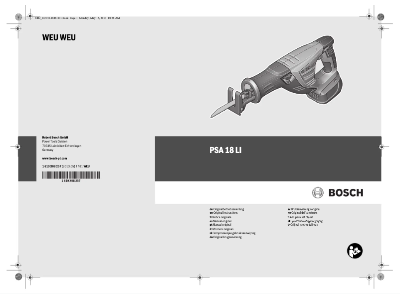 Imagen de la primera página del manual del dispositivo PSA 18 LI