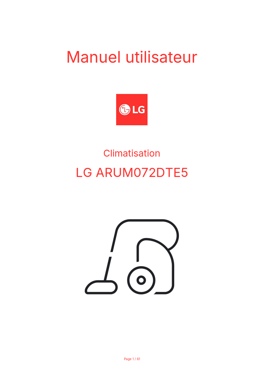 Page n°1 - Manuel utilisateur LG ARUM072DTE5