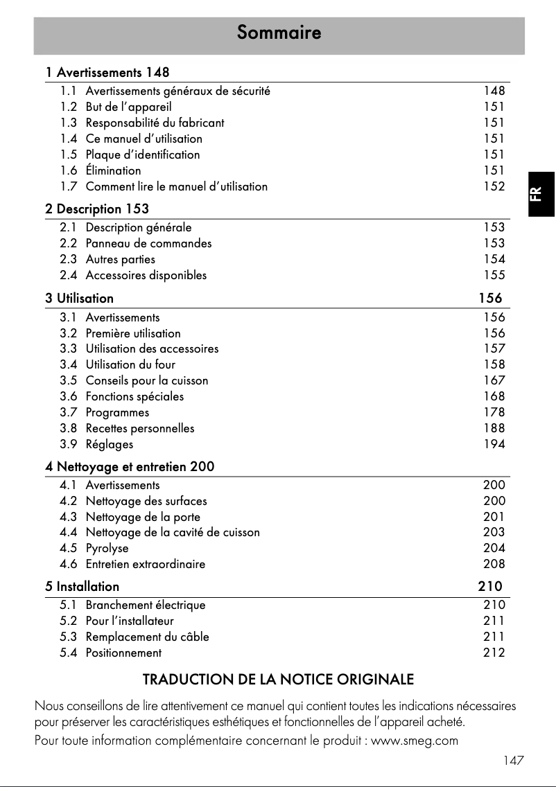 Page n°1 - Manuel utilisateur Smeg SFP9395X1
