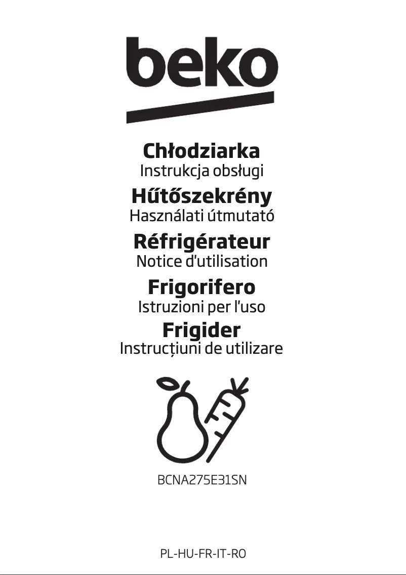 Image de la première page du manuel de l'appareil BCNA275E31SN