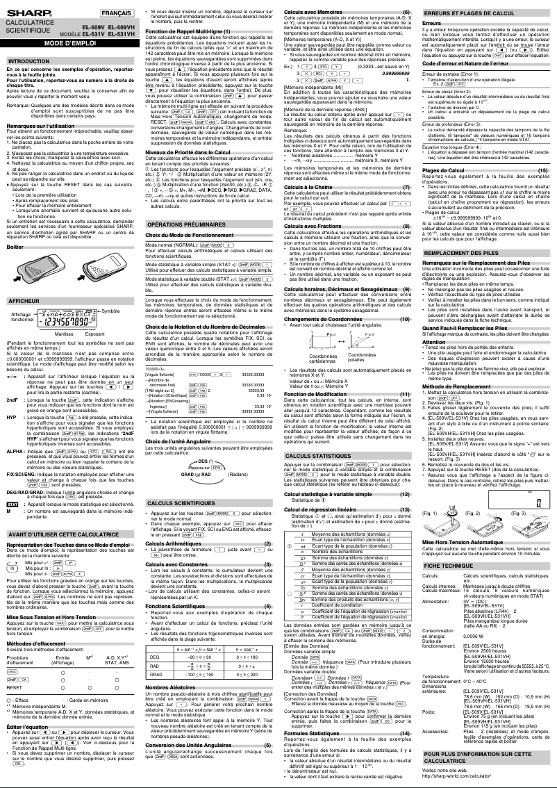 Image de la première page du manuel de l'appareil EL-509VH