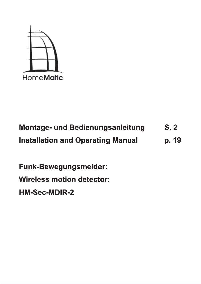 Page 1 de la notice Manuel utilisateur eQ-3 HM-Sec-MDIR-2