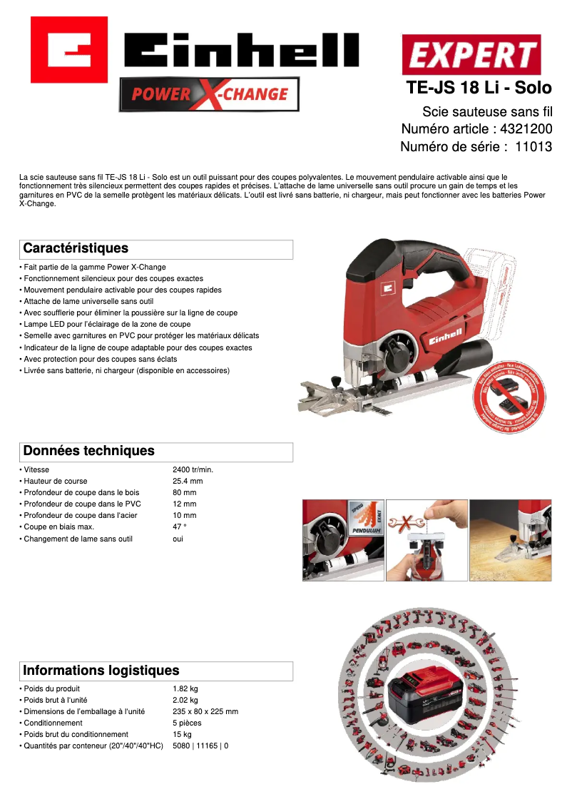 Image de la première page du manuel de l'appareil TE-JS 18 Li