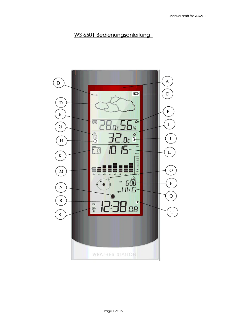 Page n°1 - Manuel utilisateur Techno Line WS 6501