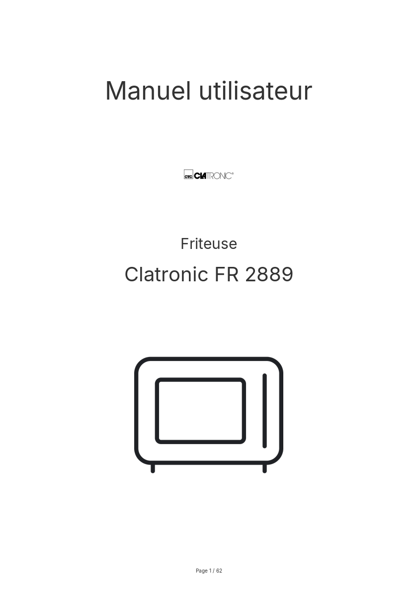 Page n°1 - Manuel utilisateur Clatronic FR 2889