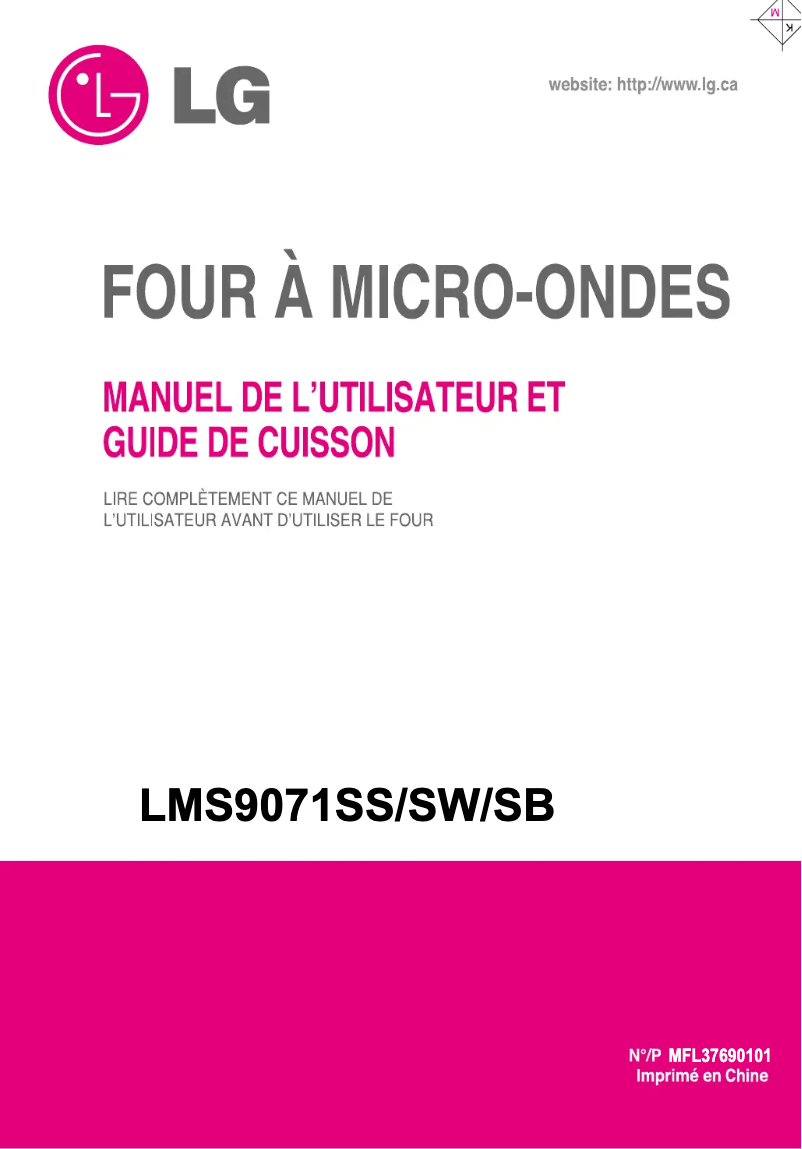 Page n°1 - Manuel utilisateur LG LMS9071SS