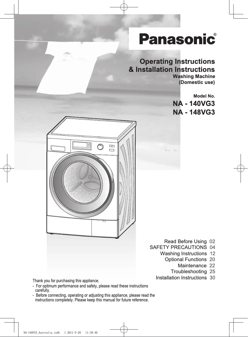 Page n°1 - Manuel utilisateur Panasonic NA 148VG3W