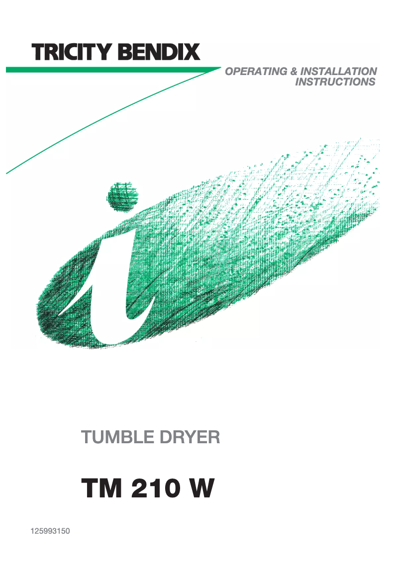 Page n°1 - Manuel utilisateur Tricity Bendix TM 210 W
