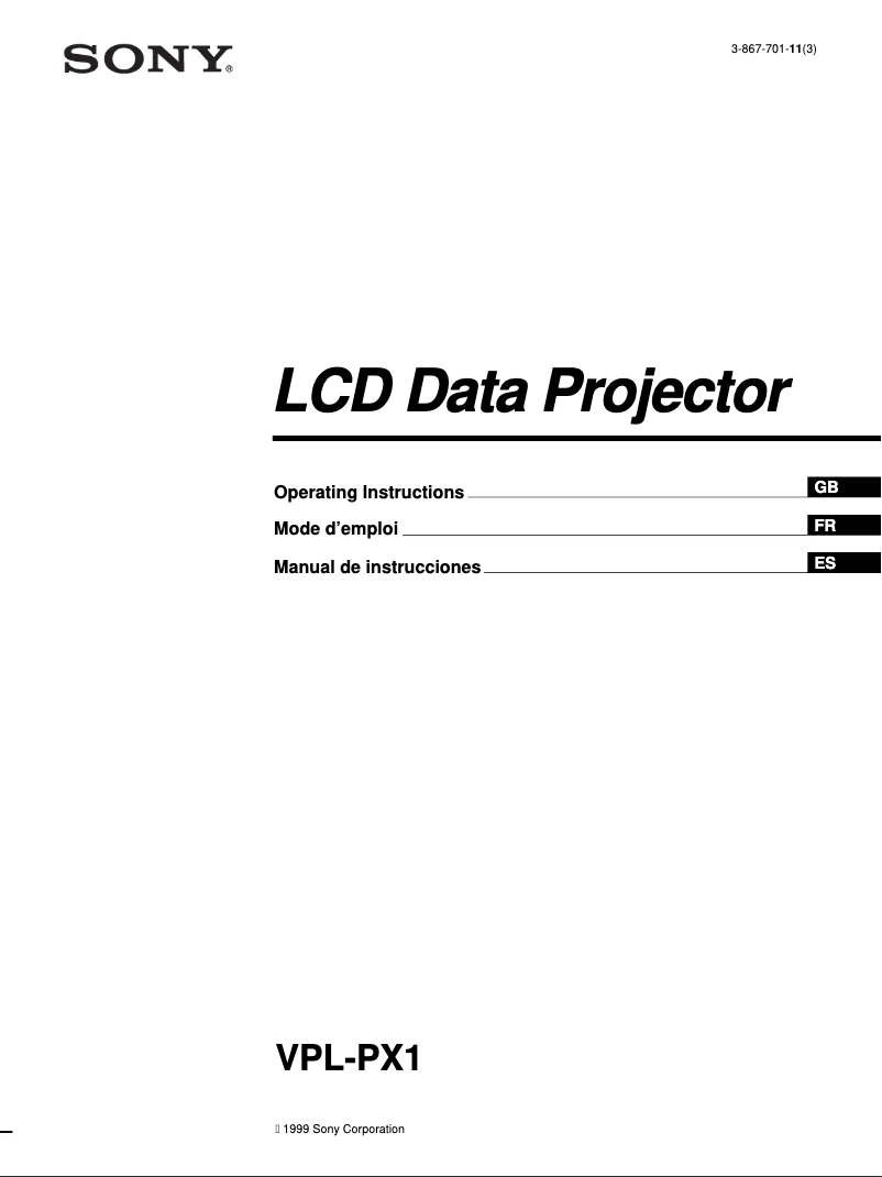 Page 1 de la notice Manuel utilisateur Sony VPL-PX1