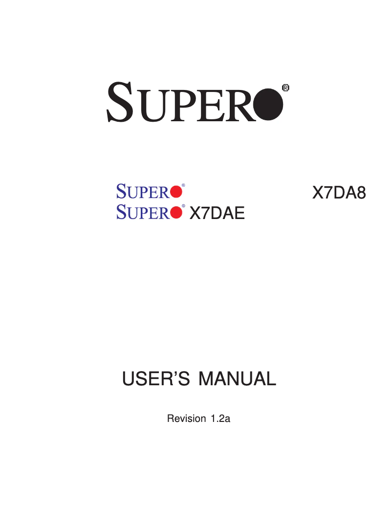 Image de la première page du manuel de l'appareil X7DA8