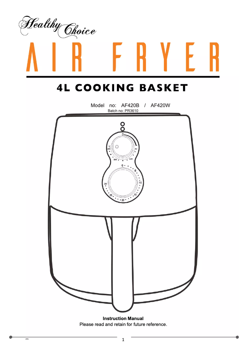 Page 1 de la notice Manuel utilisateur Lenoxx Healthy Choice AF420B