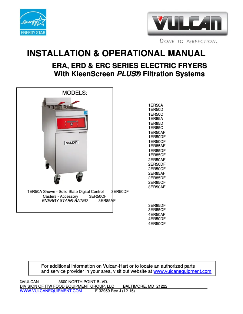 Page 1 de la notice Manuel utilisateur Vulcan 1ER50A