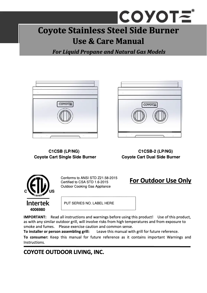 Image de la première page du manuel de l'appareil C1CSBLP