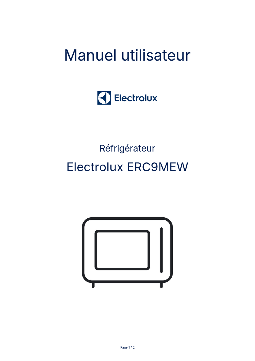 Image de la première page du manuel de l'appareil ERC9MEW