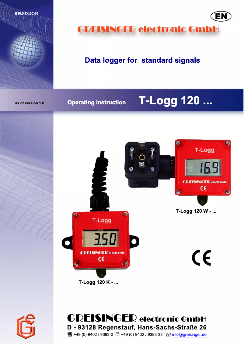 Page n°1 - Manuel utilisateur Greisinger T-Logg 120 K