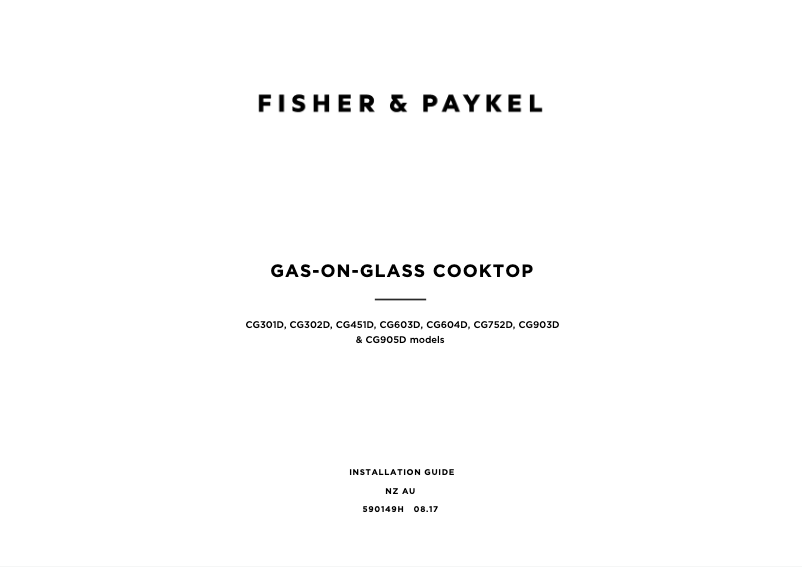 Page 1 de la notice Instructions / montage Fisher & Paykel CG903DLPGB1