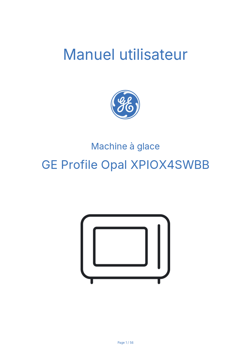 Image de la première page du manuel de l'appareil Profile Opal XPIOX4SWBB