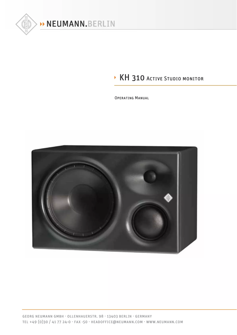 Page 1 de la notice Manuel utilisateur Neumann KH 310