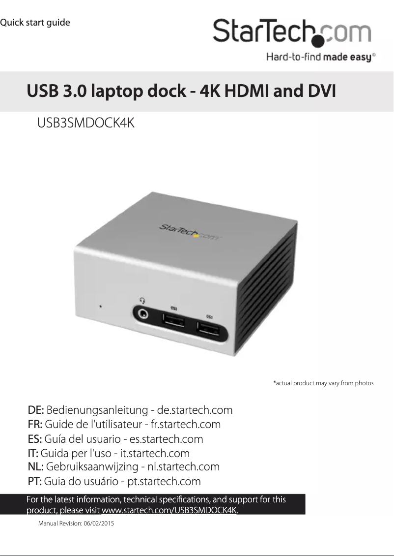 Image de la première page du manuel de l'appareil USB3SMDOCK4K