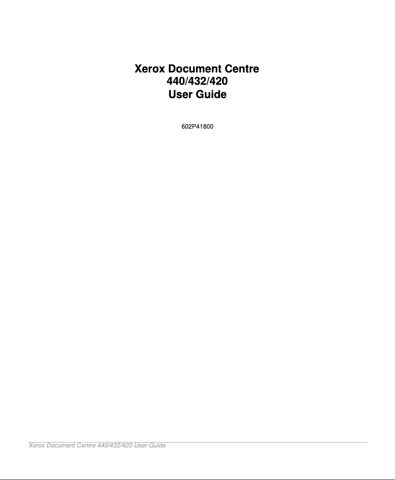 Page n°1 - Manuel utilisateur Xerox Document Centre 426 ST