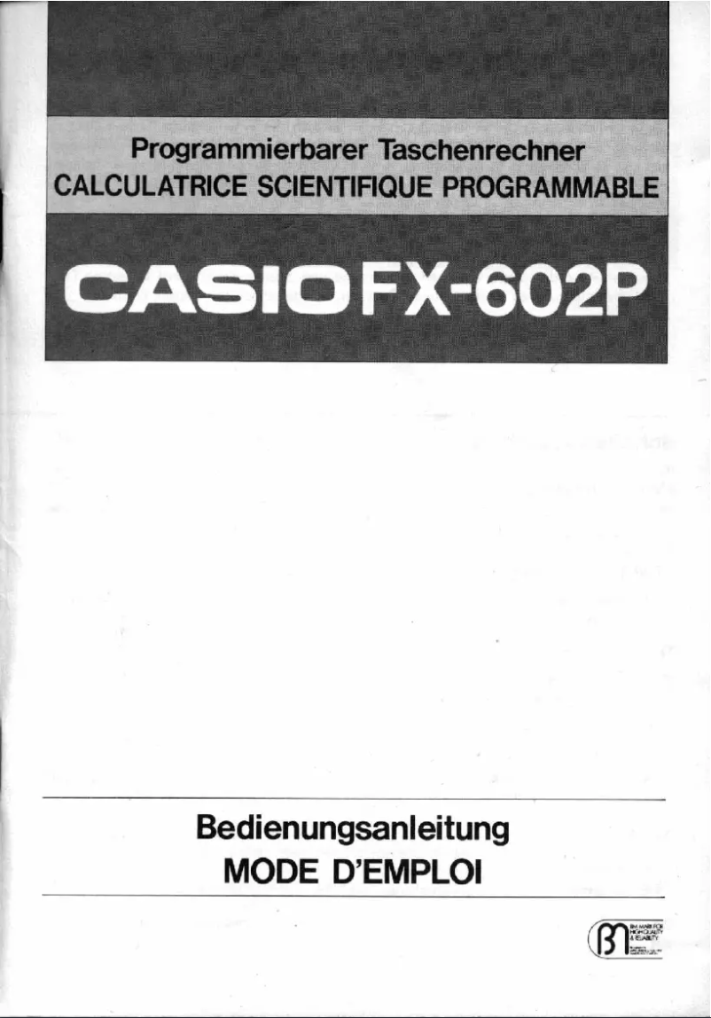 Page 1 de la notice Manuel utilisateur Casio FX-602P