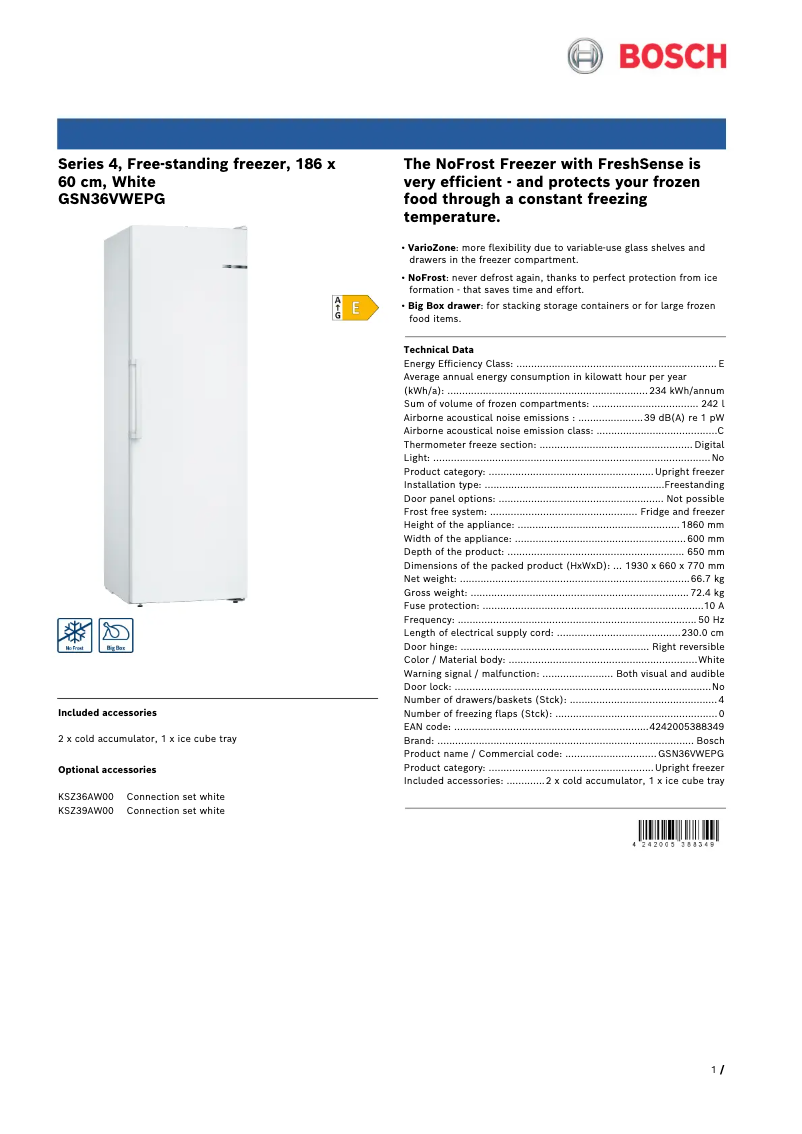 Image de la première page du manuel de l'appareil GSN36VWEPG