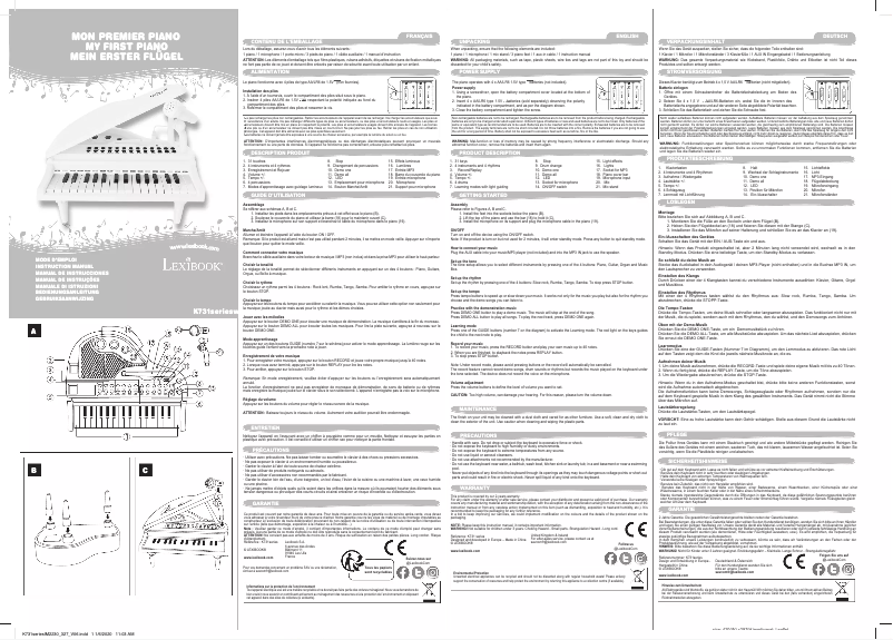 Page n°1 - Manuel utilisateur Lexibook K731