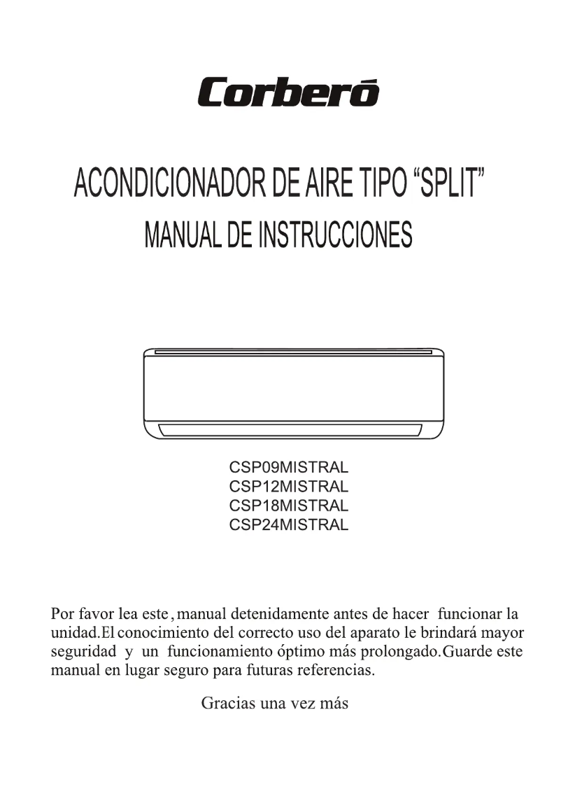 Page n°1 - Manuel utilisateur Corbero CSP09MISTRAL