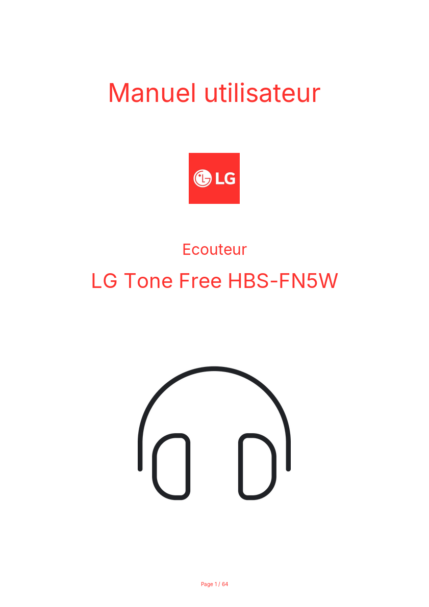 Page n°1 - Manuel utilisateur LG Tone Free HBS-FN5W