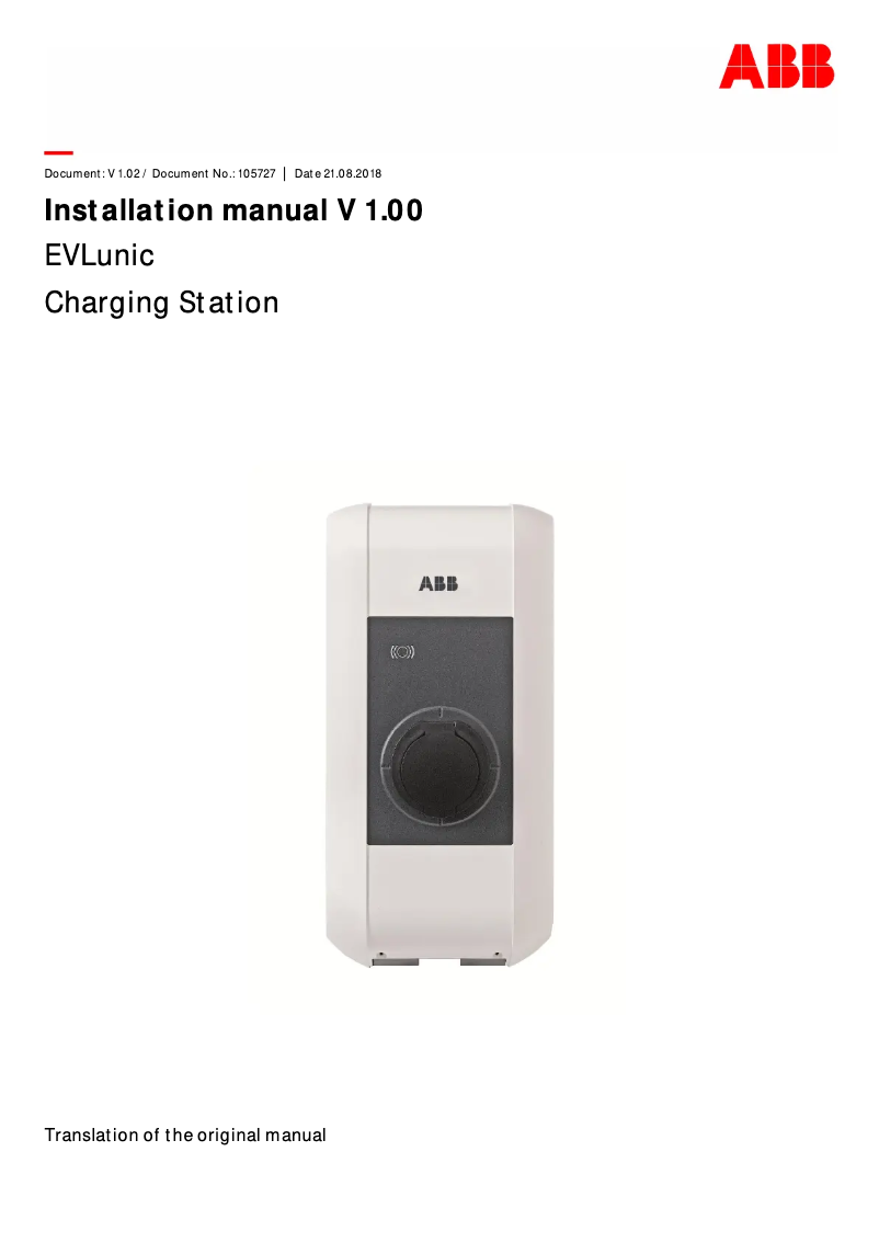 Page 1 de la notice Manuel utilisateur ABB EVLunic