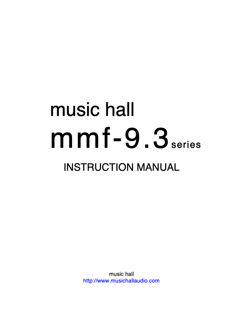 Page n°1 - Manuel utilisateur Music Hall mmf-9.3