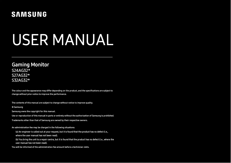 Page 1 de la notice Manuel utilisateur Samsung Odyssey G3