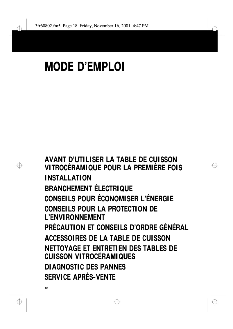 Page 1 de la notice Manuel utilisateur Whirlpool AKM 970/G/BA