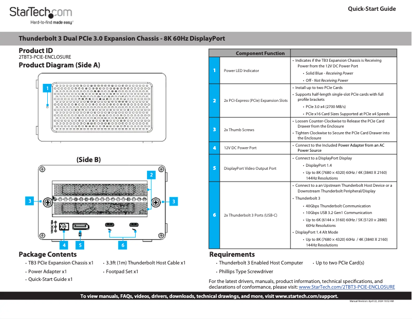 Page n°1 - Manuel utilisateur StarTech.com 2TBT3-PCIE-ENCLOSURE