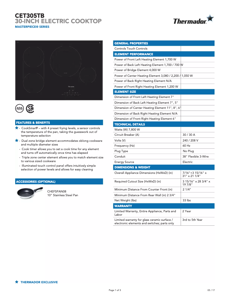 Image de la première page du manuel de l'appareil Masterpiece CET305TB